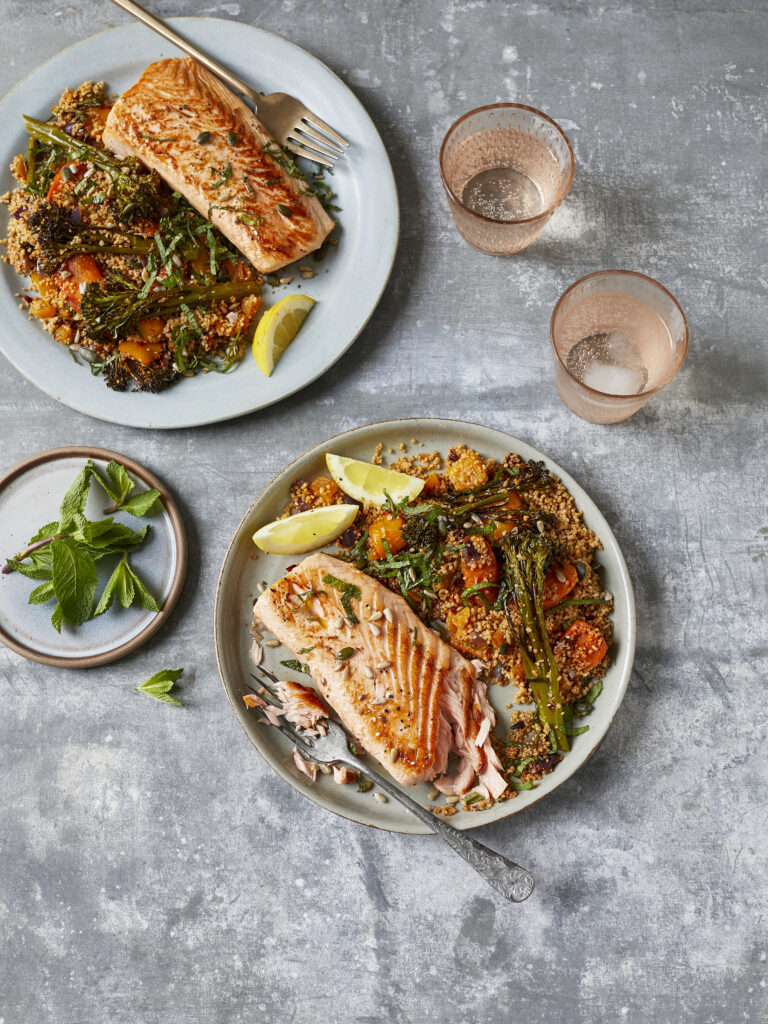 Salmon With Harissa Vegetable Couscous