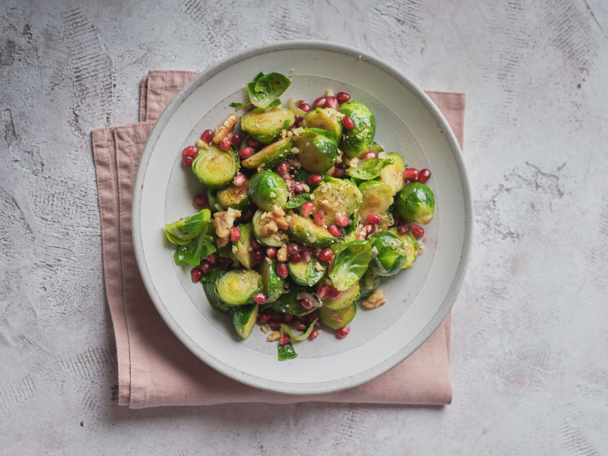 Pomegranate & Walnut Brussels Sprouts