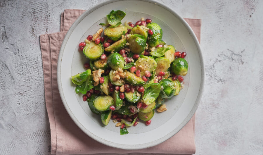 Pomegranate & Walnut Brussels Sprouts