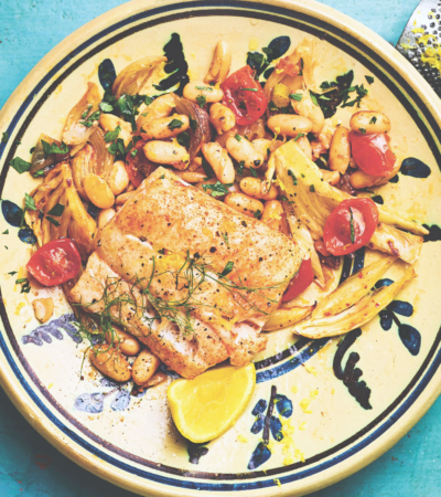 Smoked Paprika Baked Fish with Fennel & Beans